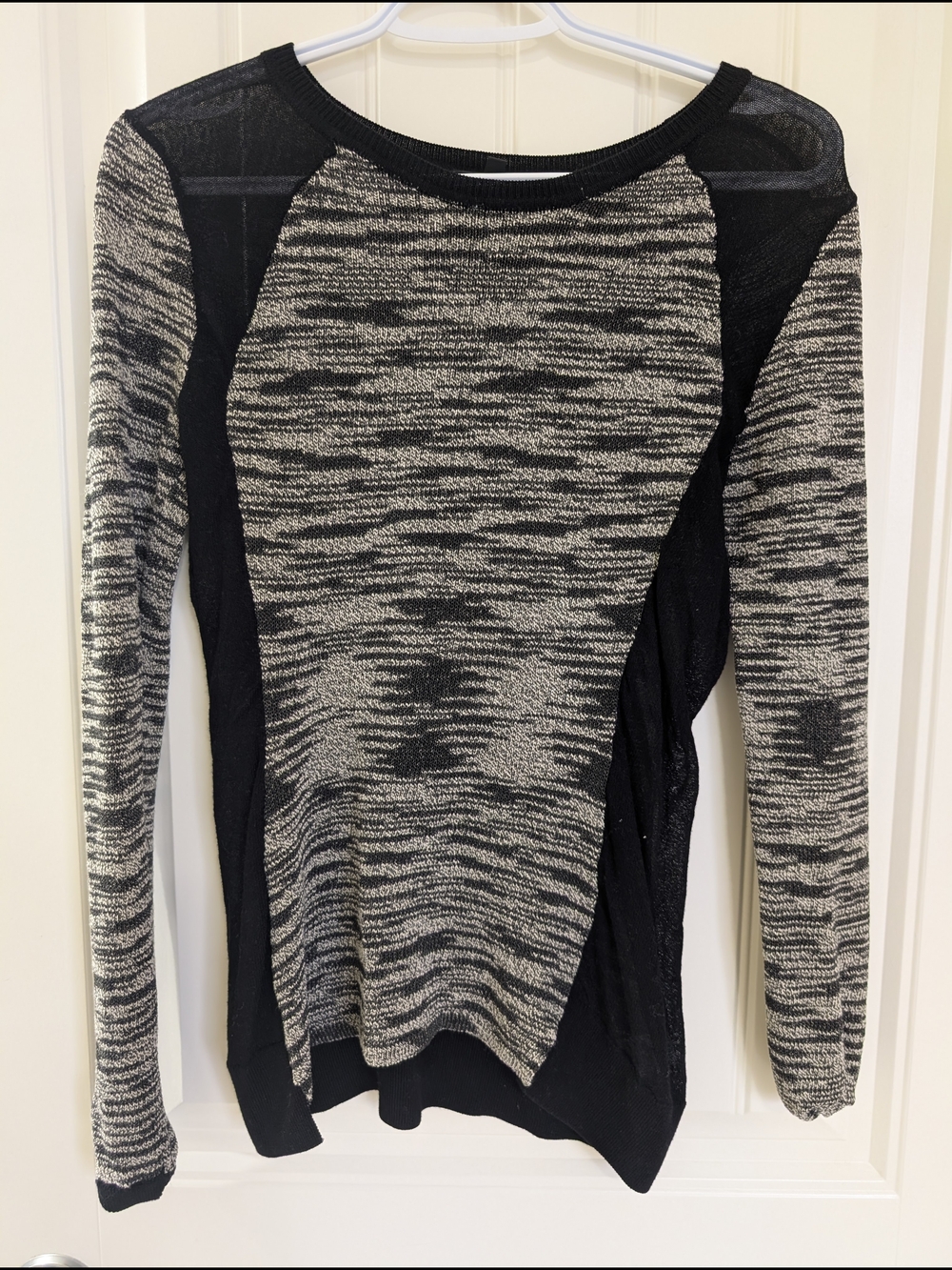 Dynamite Black and Ivory Space-Dye Knit Top